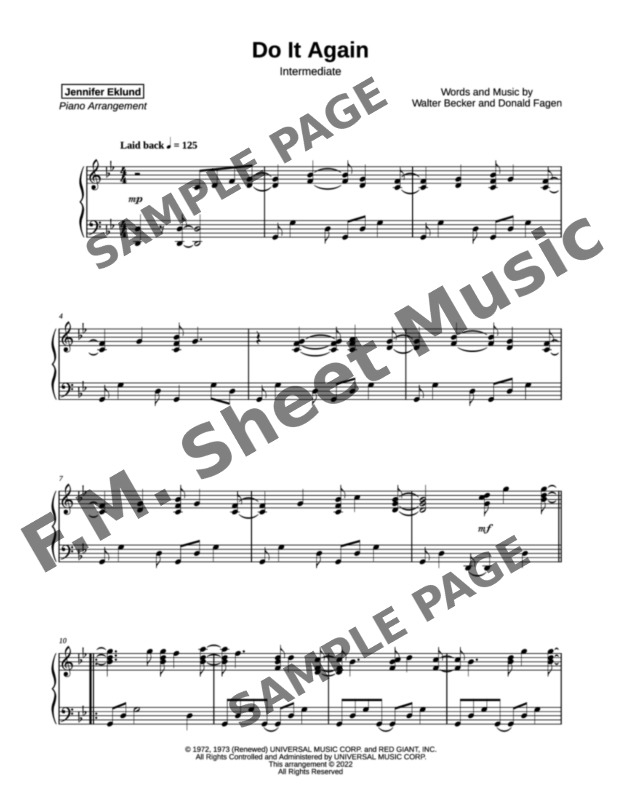 Do It Again Intermediate Piano By Steely Dan Fm Sheet Music Pop Arrangements By Jennifer